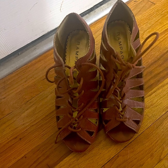 Rampage lace-up wedges in brown. - Picture 5 of 8